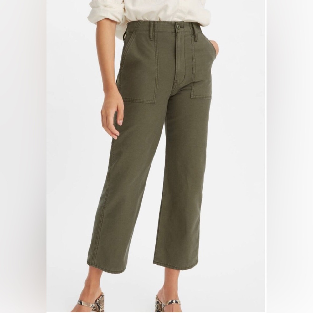 Levi's Women’s Ribcage Utility Wide Leg Pants Olive 🫒 Night Green SZ 32 x 29 NWT